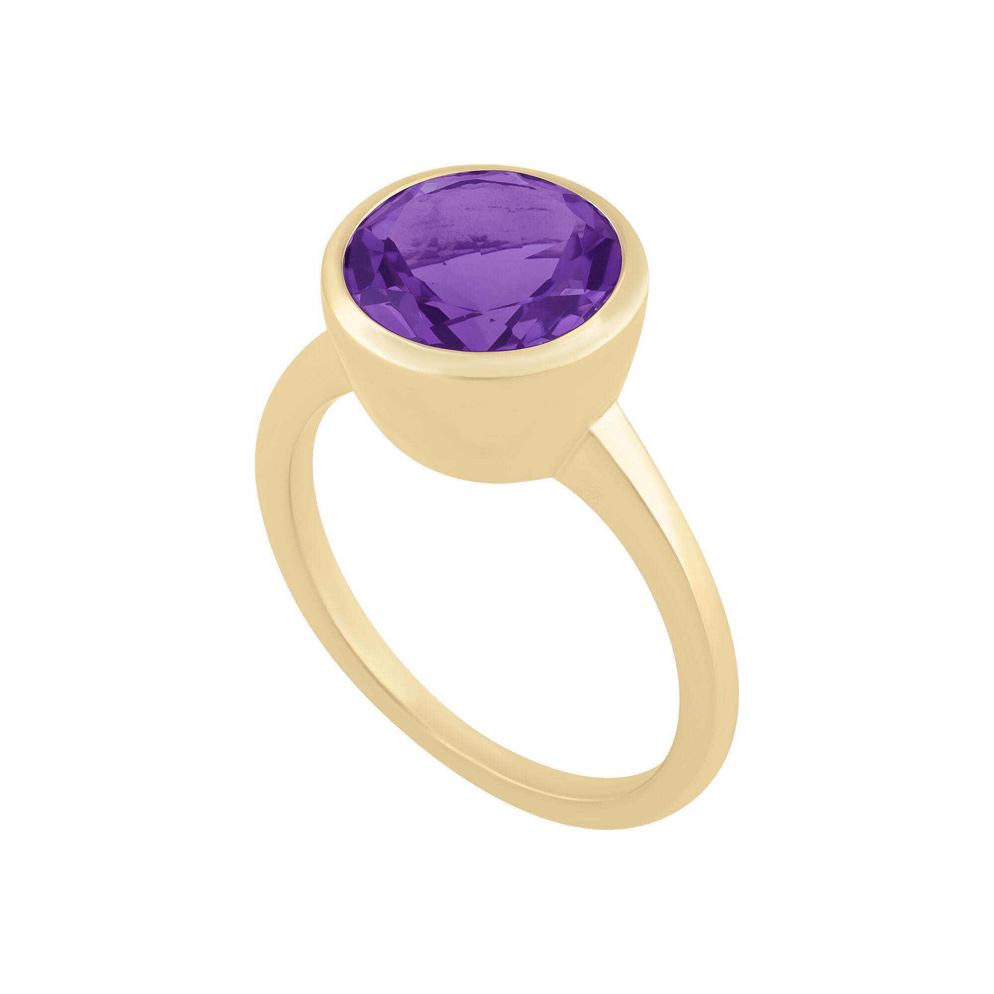 Maison Birks 18k Yellow Gold Amethyst Bezel Ring Size 8